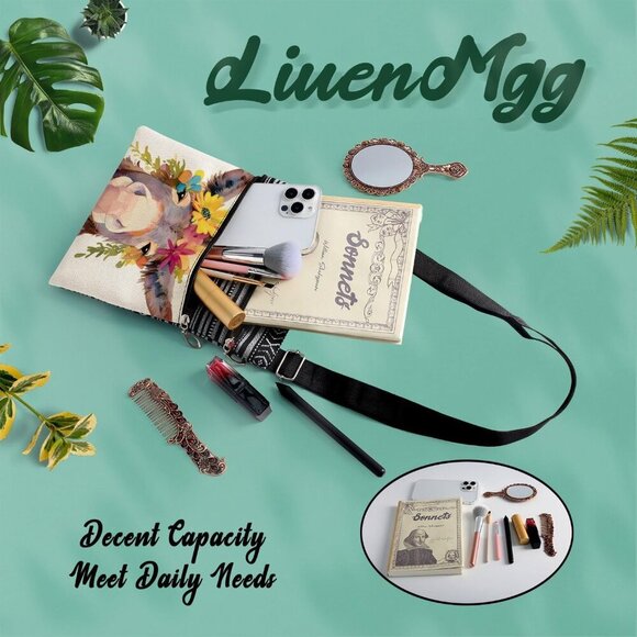 Floral Donkey Crossbody Bag Small Ethnic Pattern Adjustable Strap Purse - Picture 7 of 7